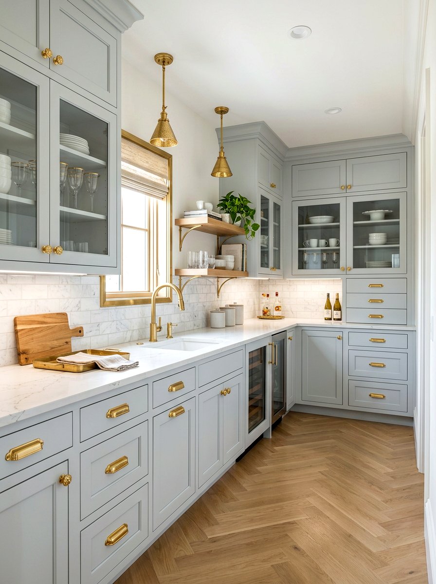 Brass hardware pantry - 30 butler pantry ideas