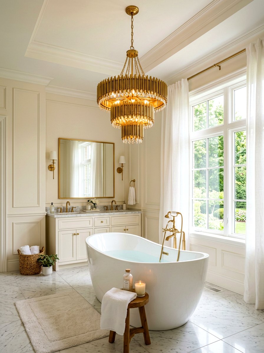 Brass light fixture bathroom - 30 neo deco bathroom ideas