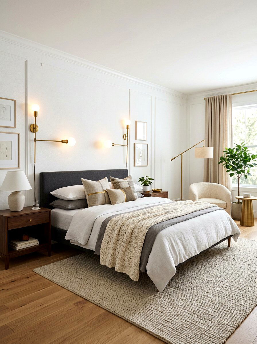 Brass light fixture bedroom - 30 Paris apartment bedroom ideas
