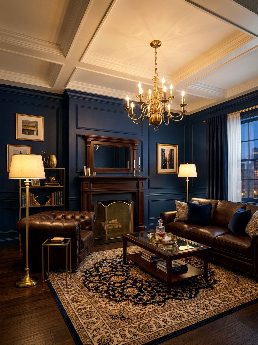 Brass lighting living room - 30 hotel chic living room ideas