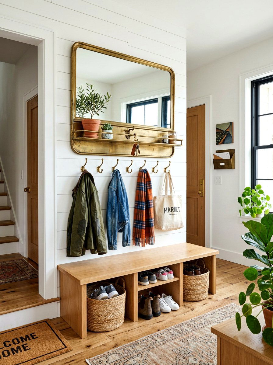 Brass mirror with shelf - 30 antique brass mirror decor ideas