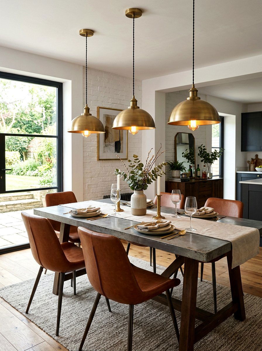 Brass pendant lighting - 30 Paris cafe dining room ideas