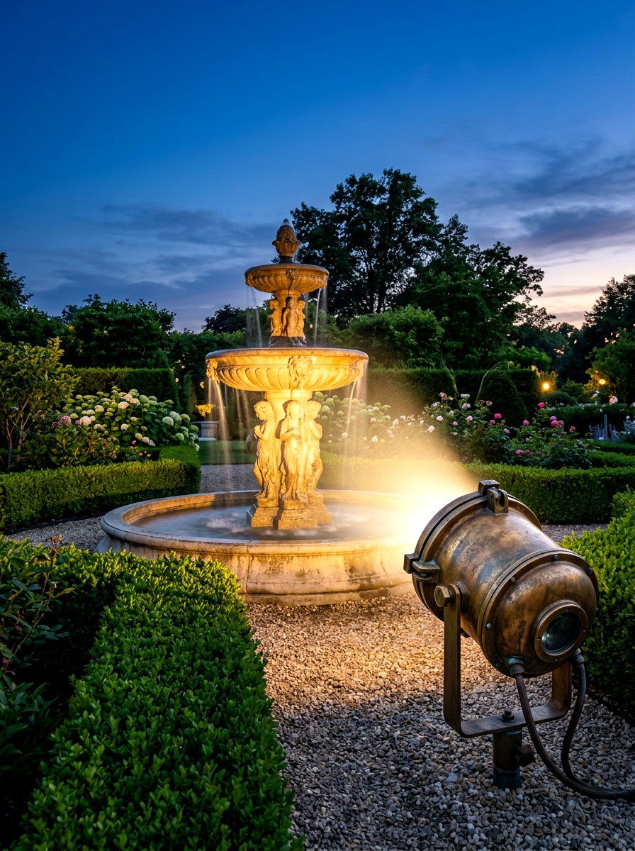 Brass spotlight - 30 landscape lighting ideas