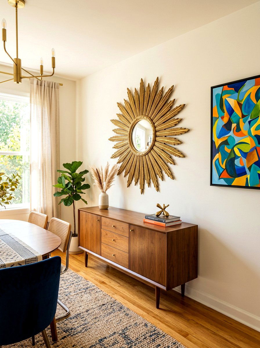 Brass sunburst wall mirror - 30 antique brass mirror decor ideas