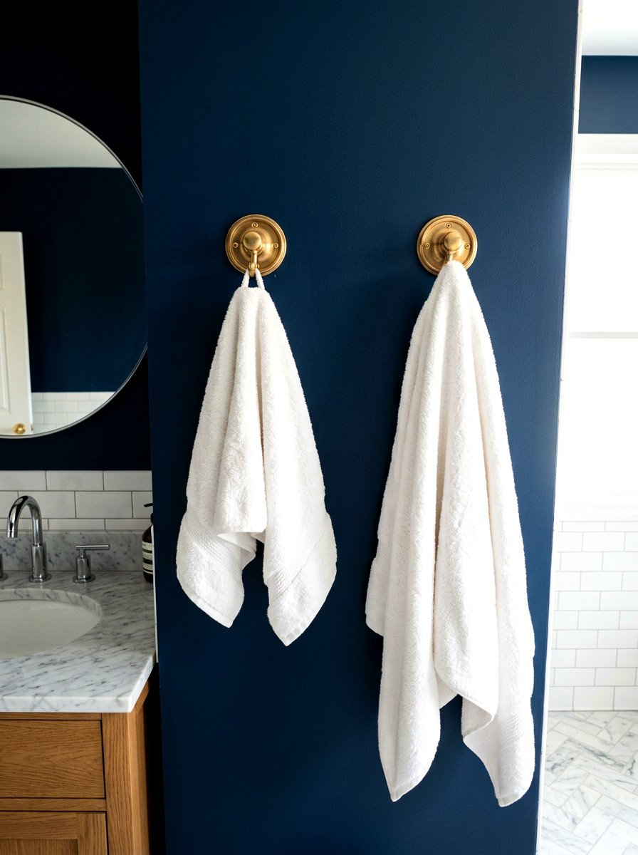 Brass towel hook - 30 rental bathroom makeover ideas aesthetic