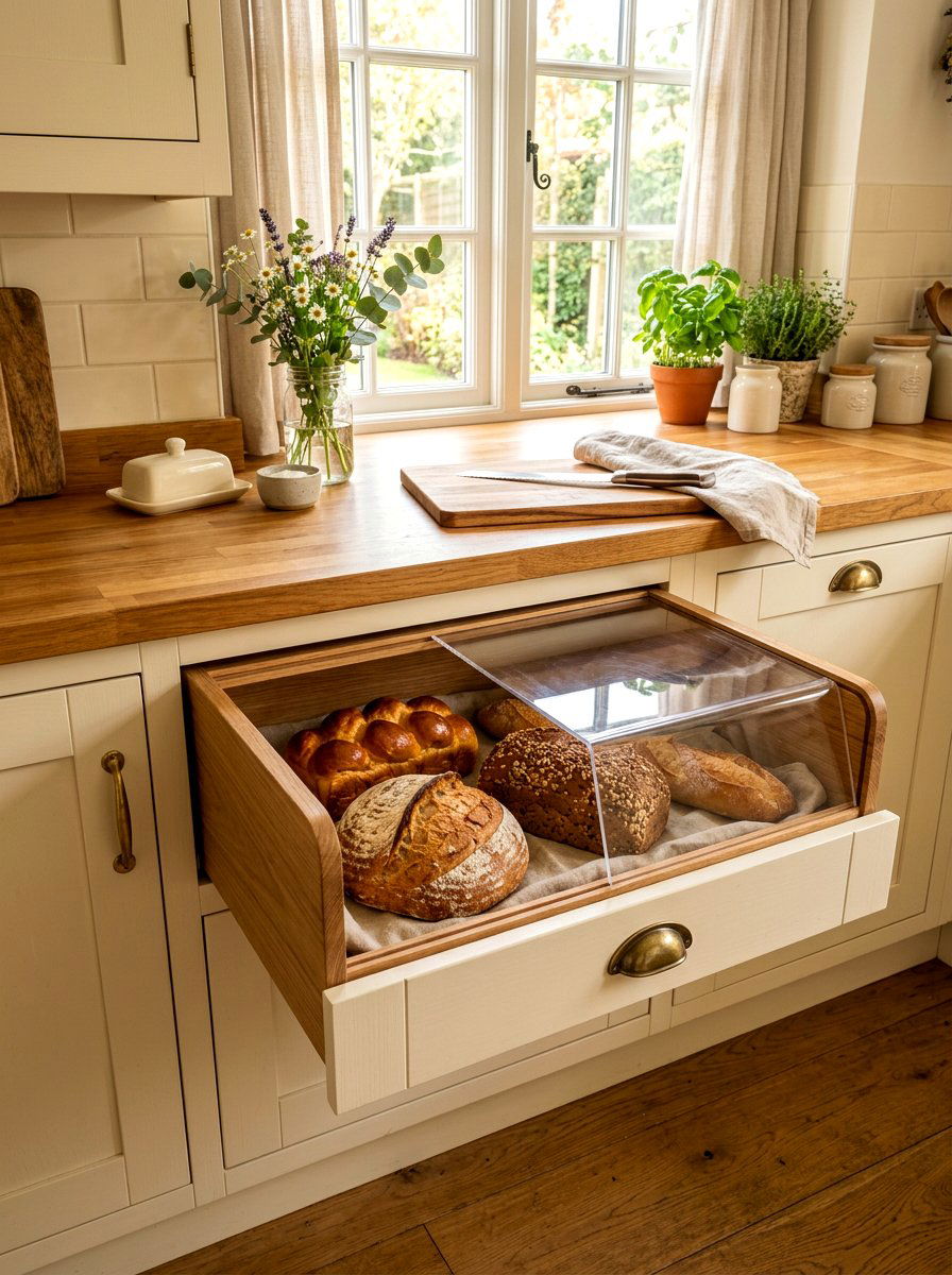 Bread Box Drawer - 30 deep drawer storage ideas