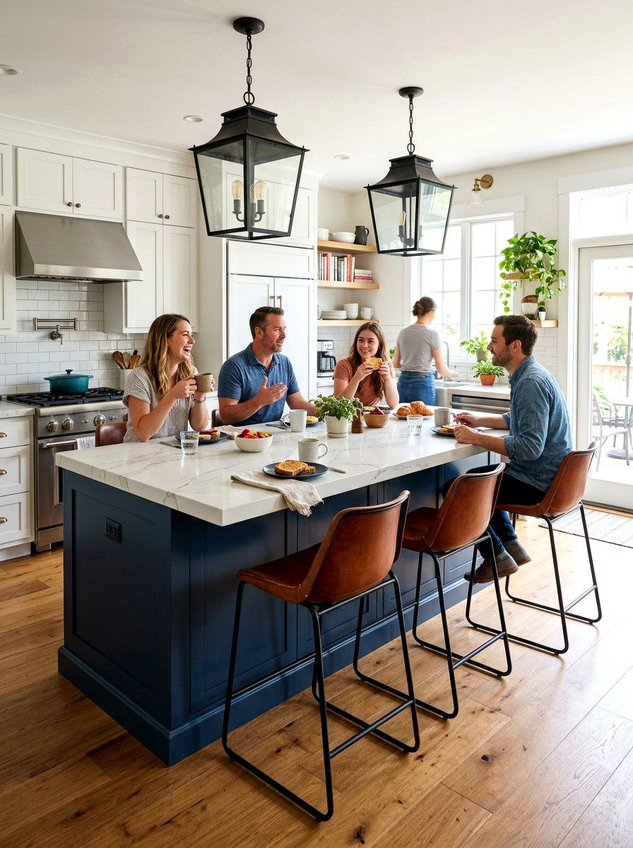 Breakfast Bar Seating Island - 30 modern farmhouse kitchen island ideas