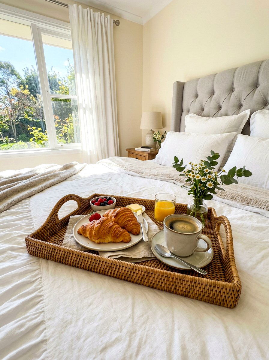 Breakfast In Bed Woven Tray - 30 woven tray decor ideas