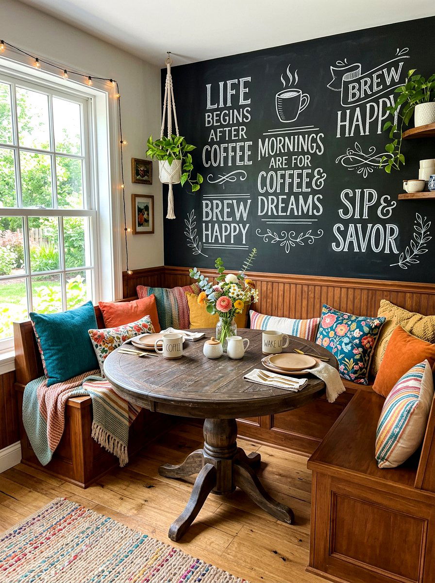 Breakfast Nook Backdrop - 30 chalkboard wall ideas