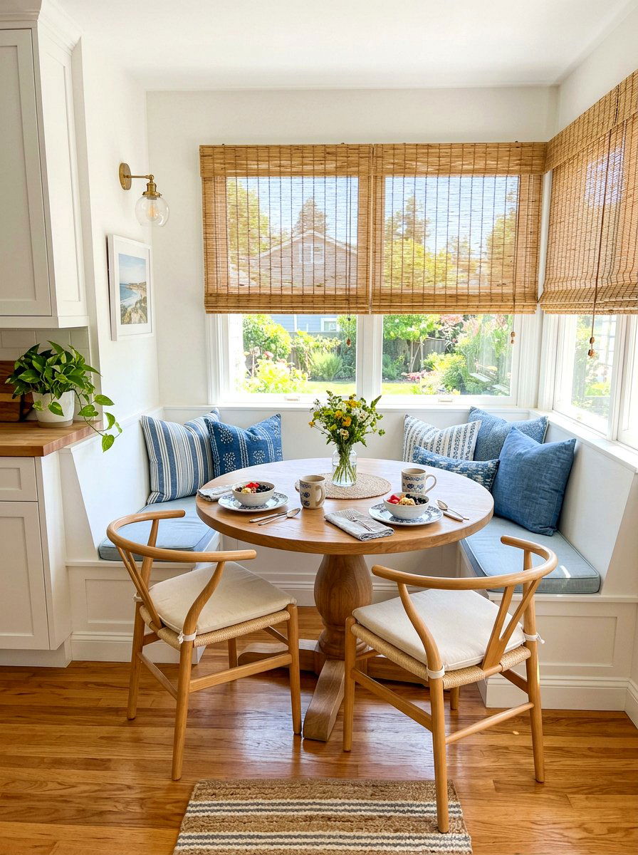 Breakfast Nook Bamboo Blind - 30 bamboo shade ideas