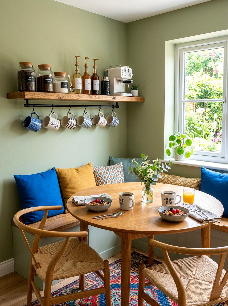 Breakfast Nook Floating Shelves - 30 floating shelf ideas