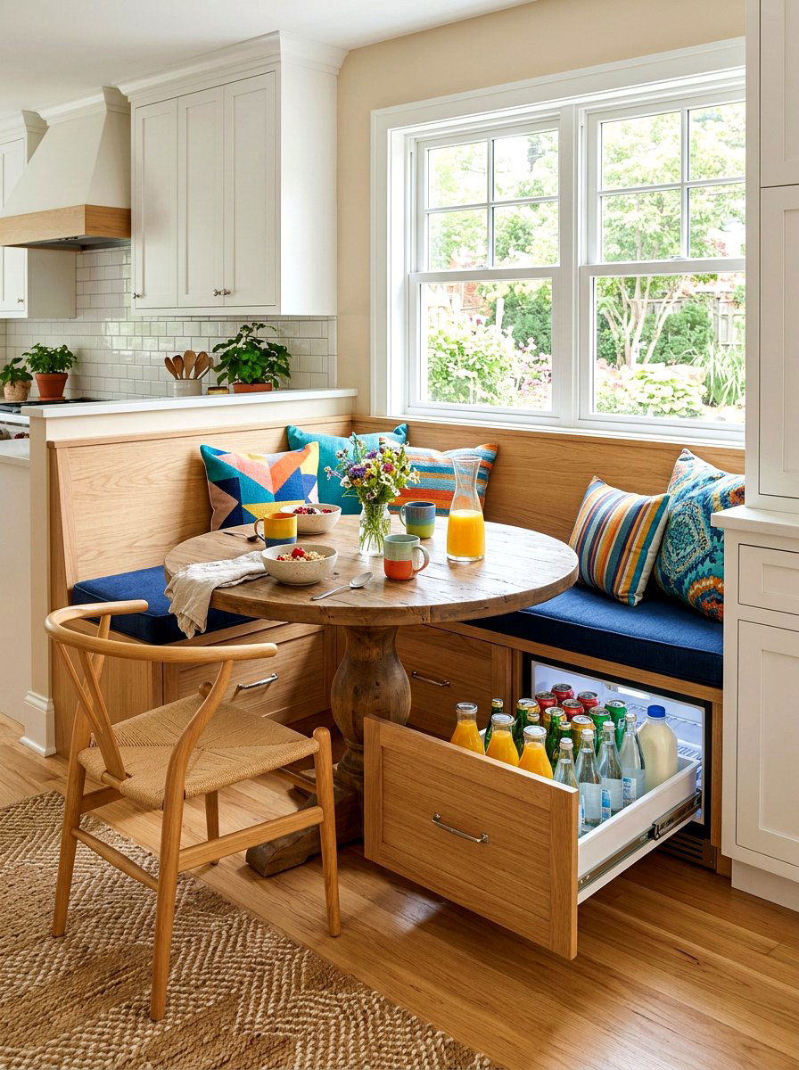 Breakfast Nook Hidden Cooler - 30 hidden fridge ideas