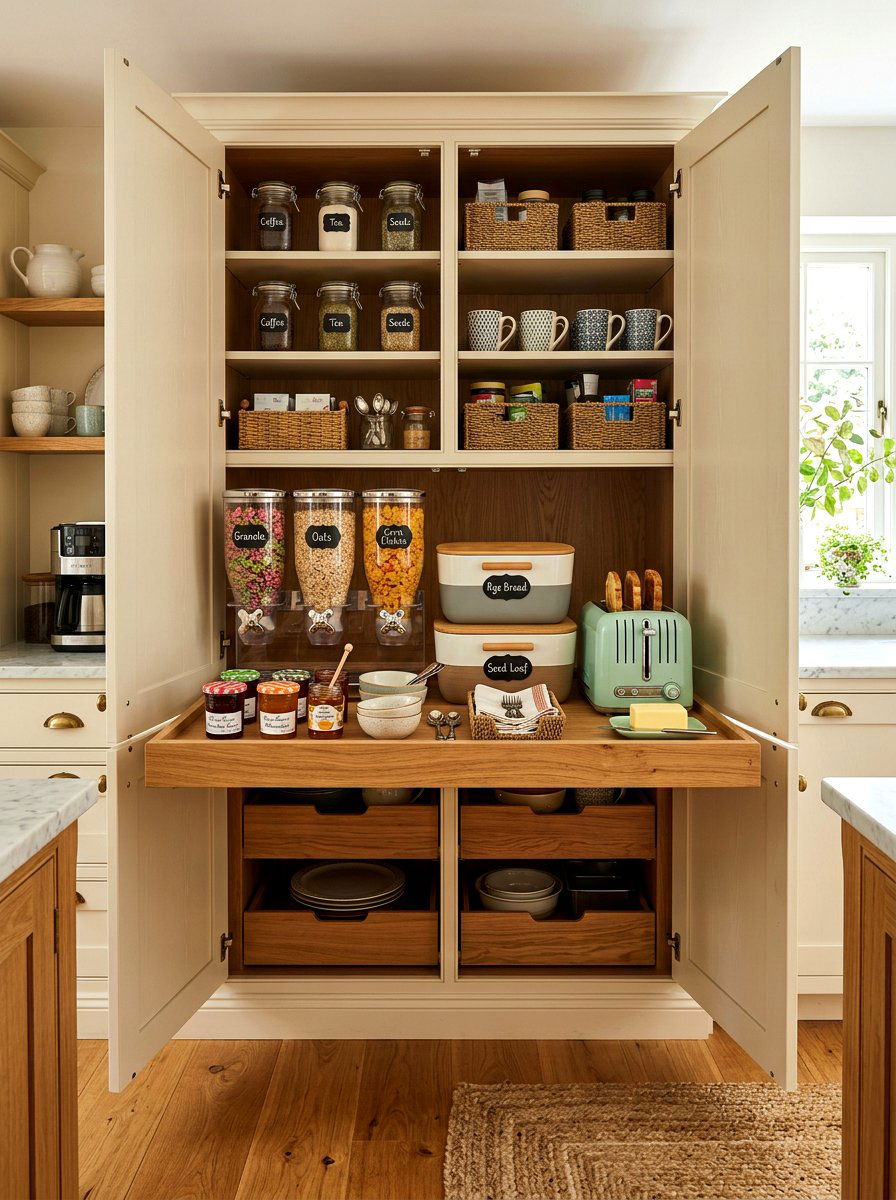 Breakfast Station Pantry - 30 pull out pantry ideas