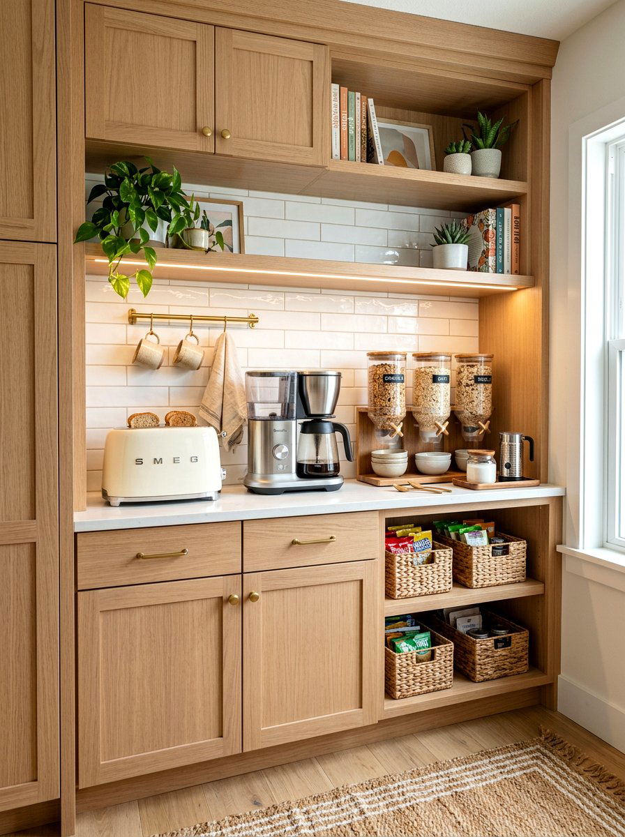 Breakfast Station Pantry - 30 appliance pantry ideas