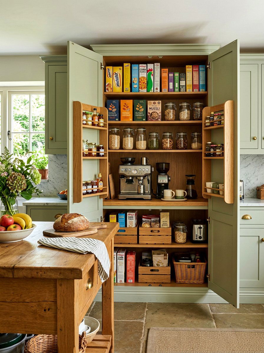 Breakfast larder coffee unit - 30 hidden coffee pantry ideas