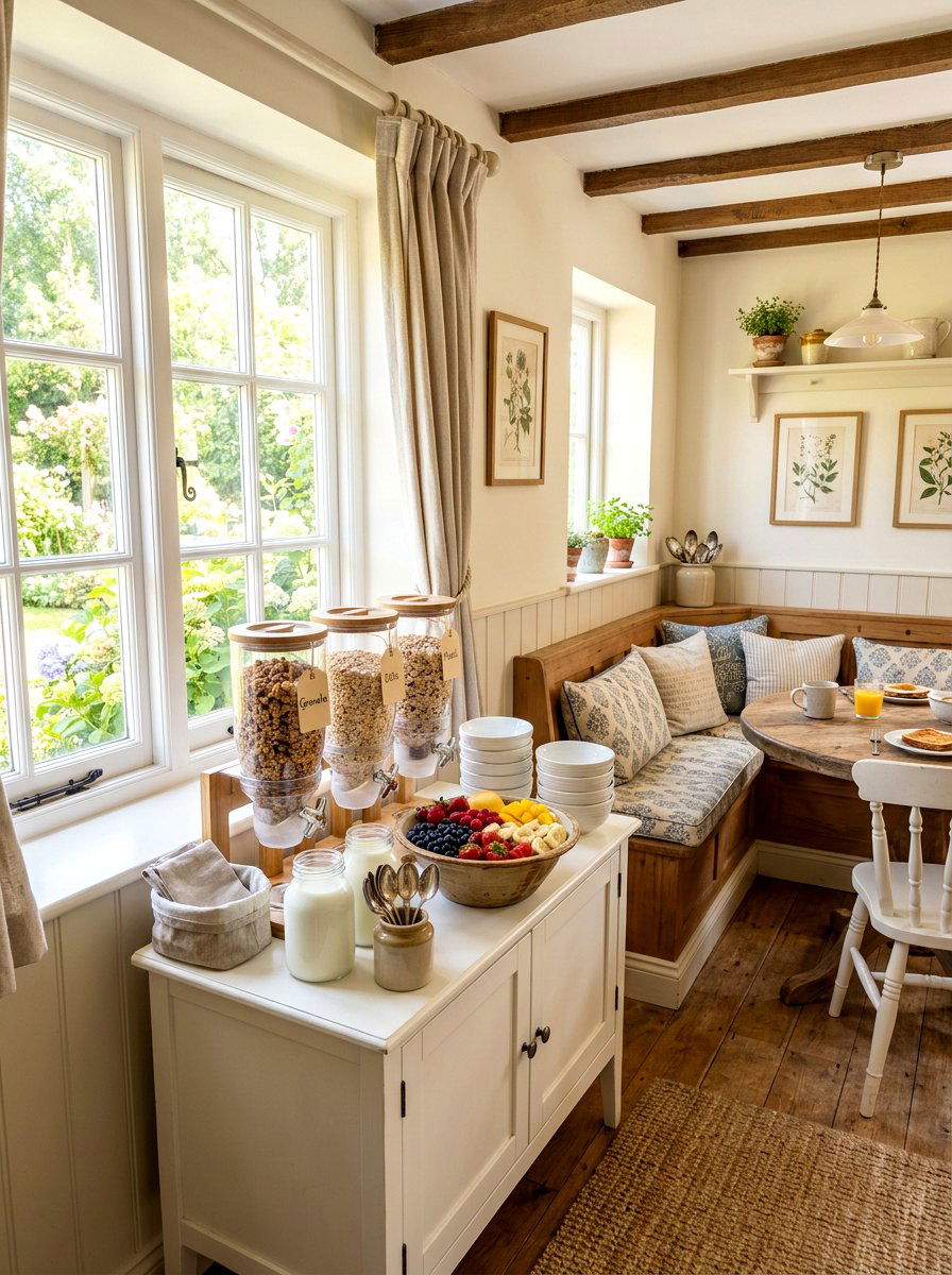 Breakfast nook cereal station - 30 cereal station pantry ideas