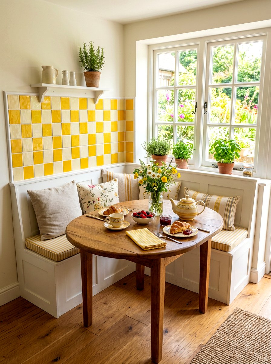 Breakfast nook checkerboard backsplash - 30 checkerboard decor ideas