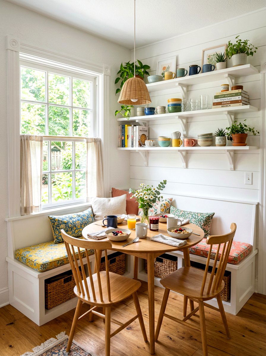 Breakfast nook shelving - 30 book shelf kitchen ideas