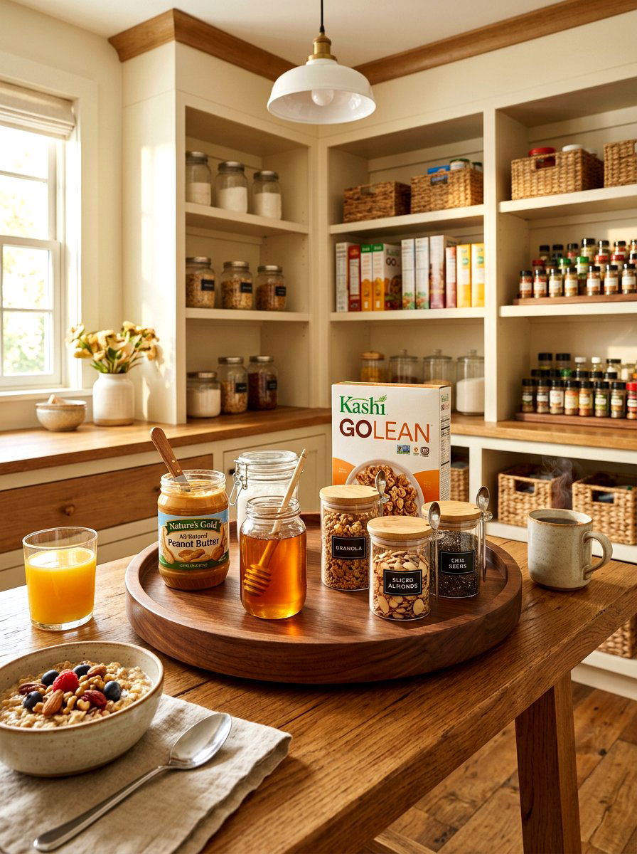 Breakfast station lazy Susan - 30 lazy Susan pantry ideas