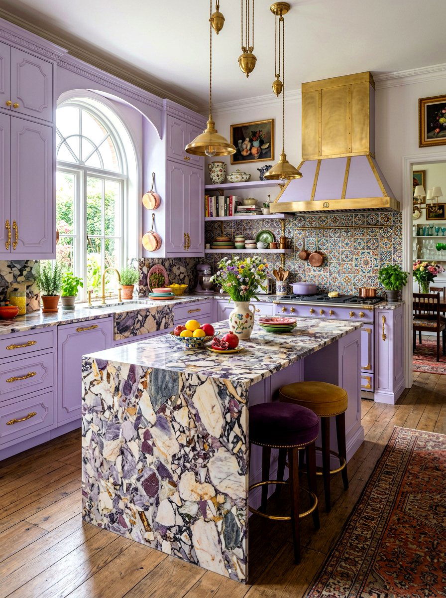 Breccia Marble Surface - 30 slab stone kitchen ideas