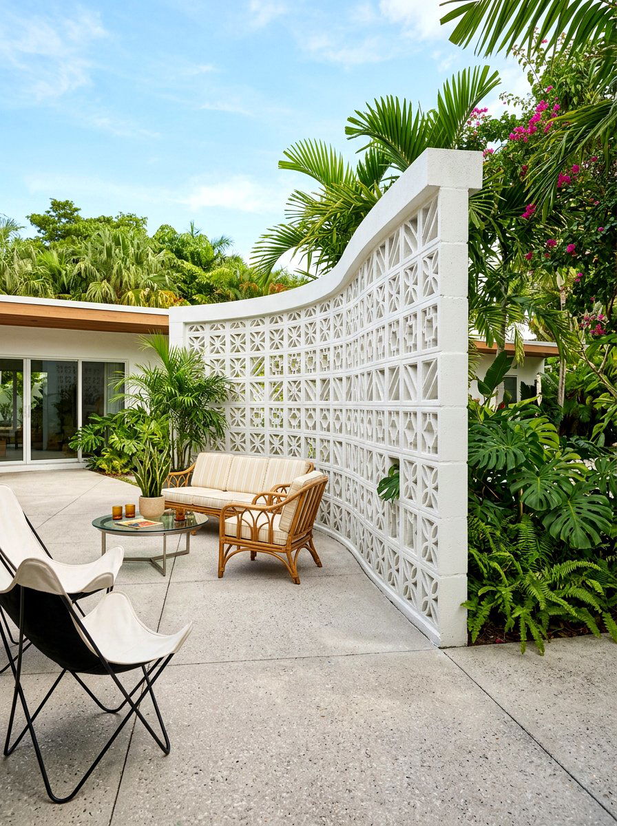 Breeze block curved wall - 30 curved partition wall ideas