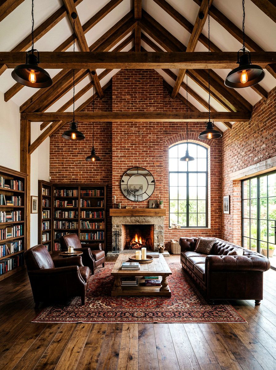 Brick Accent Vaulted Great Room - 30 vaulted great room ideas
