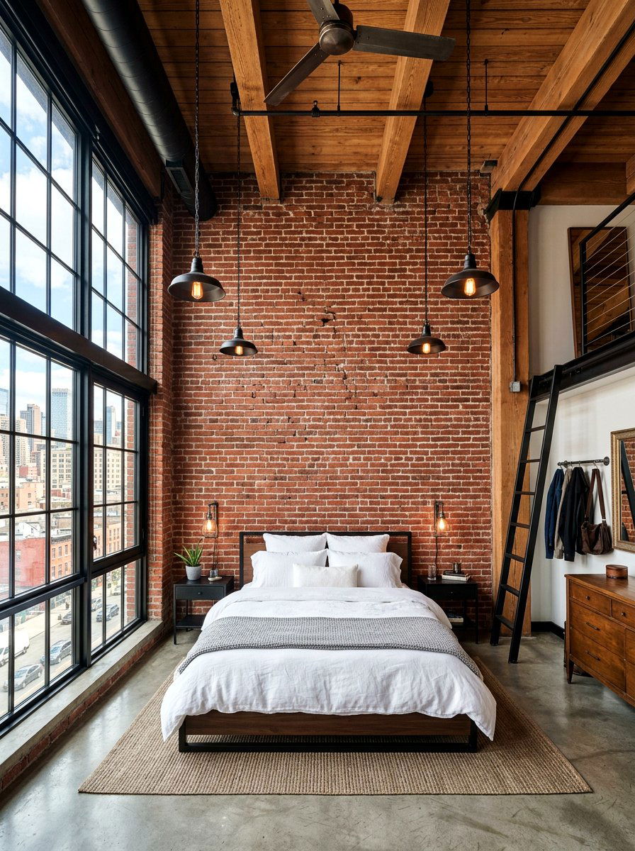 Brick Accent Wall - 30 high ceiling decorating ideas