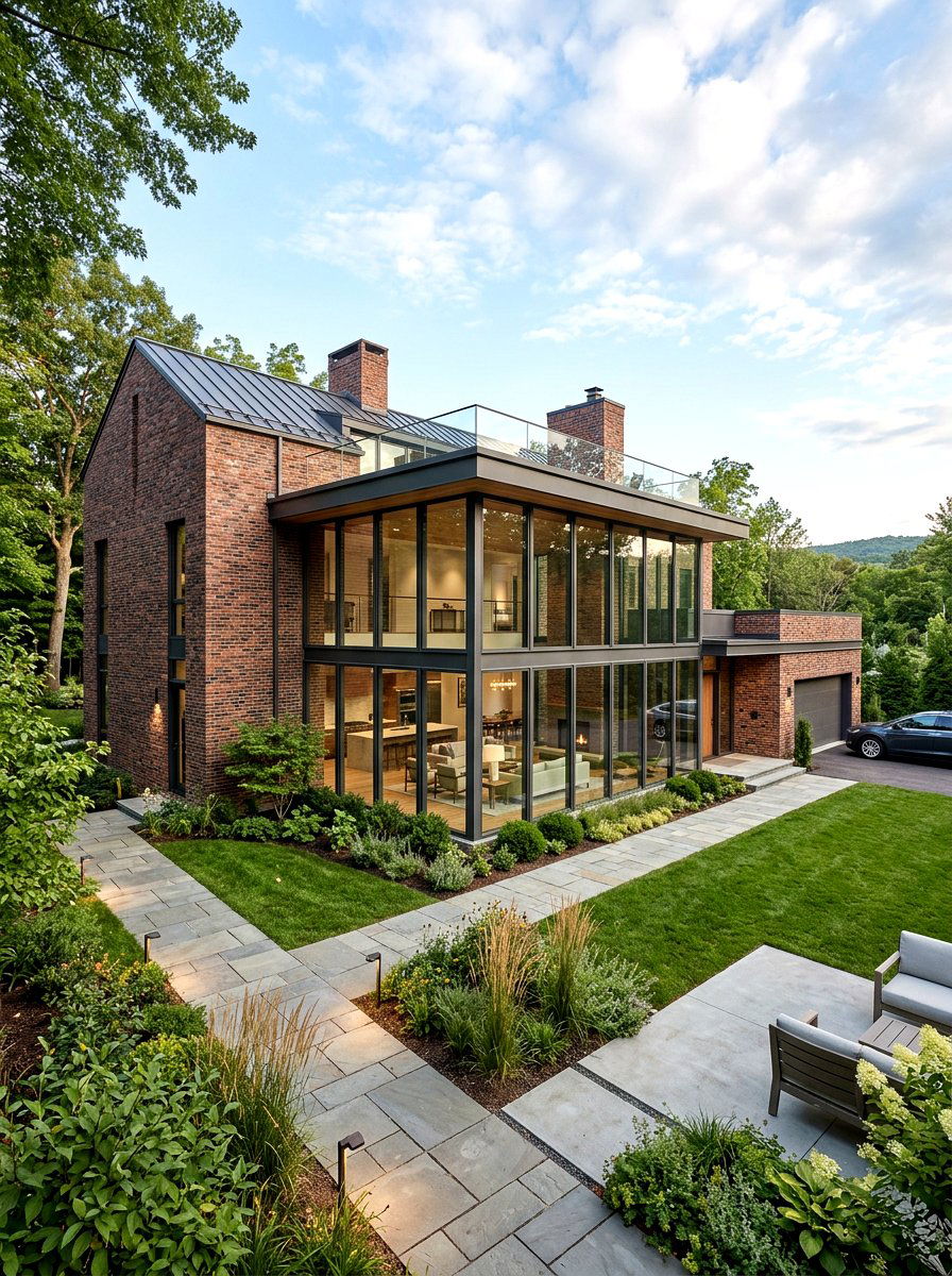 Brick And Glass Modern - 30 brick house exterior ideas