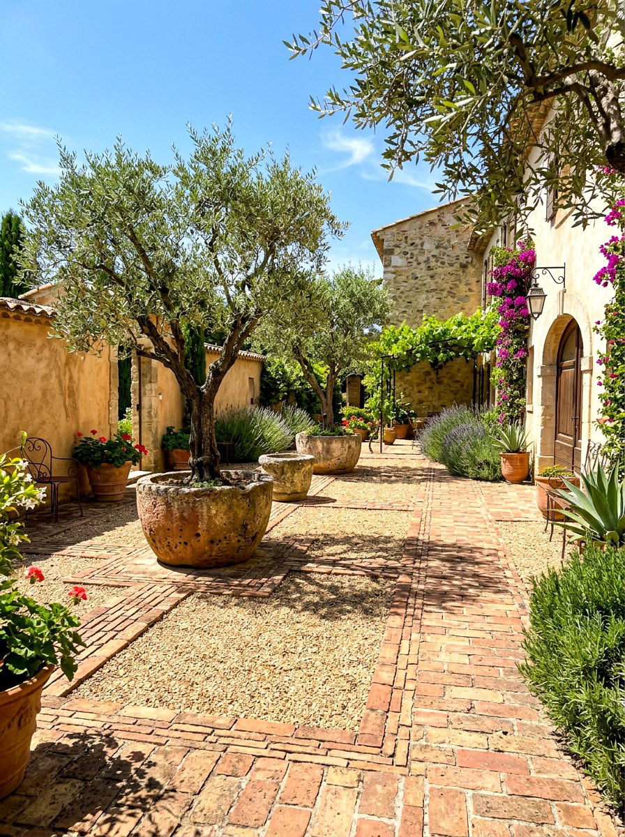 Brick And Gravel Mix - 30 brick courtyard patio ideas