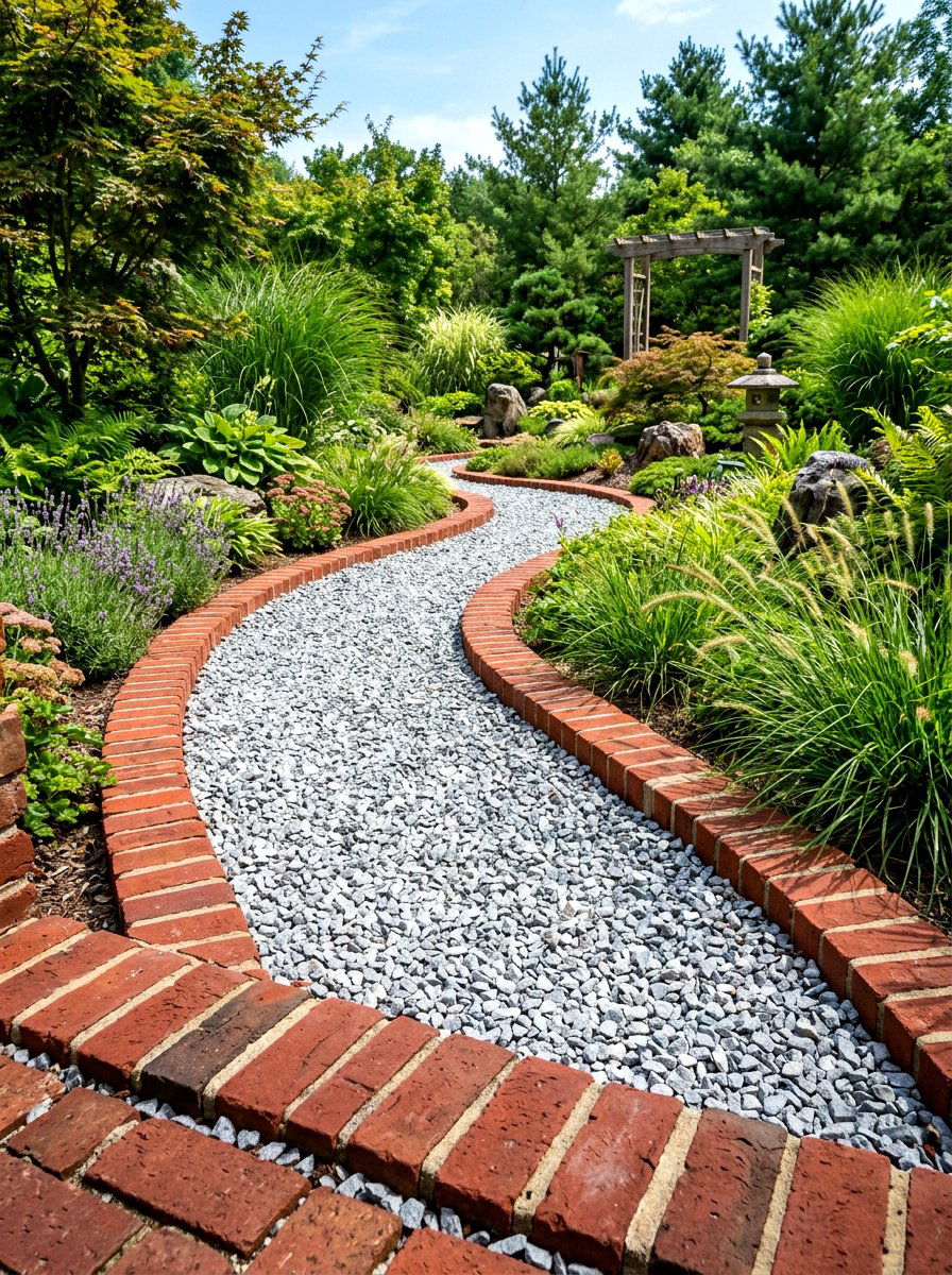 Brick And Gravel Path - 30 brick border front yard ideas