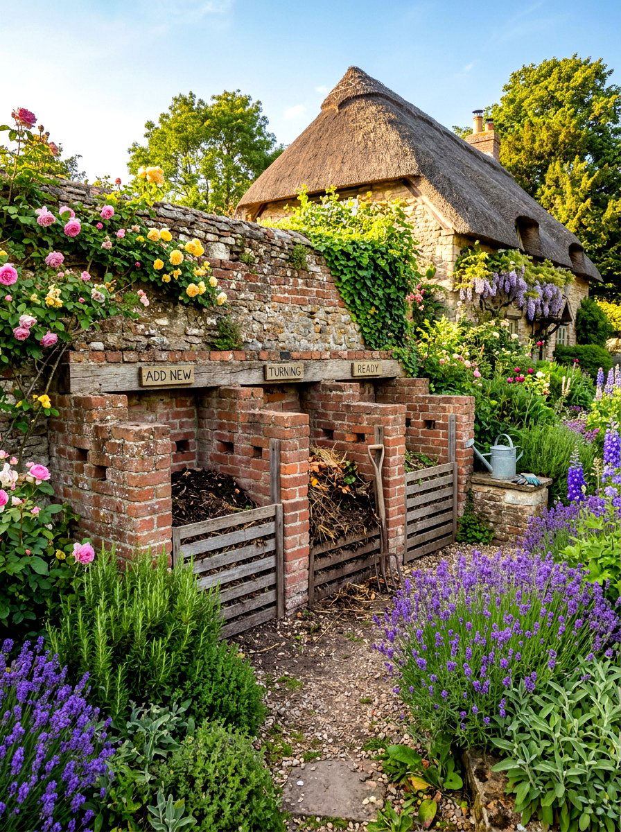 Brick And Mortar Compost Area - 30 compost corner ideas