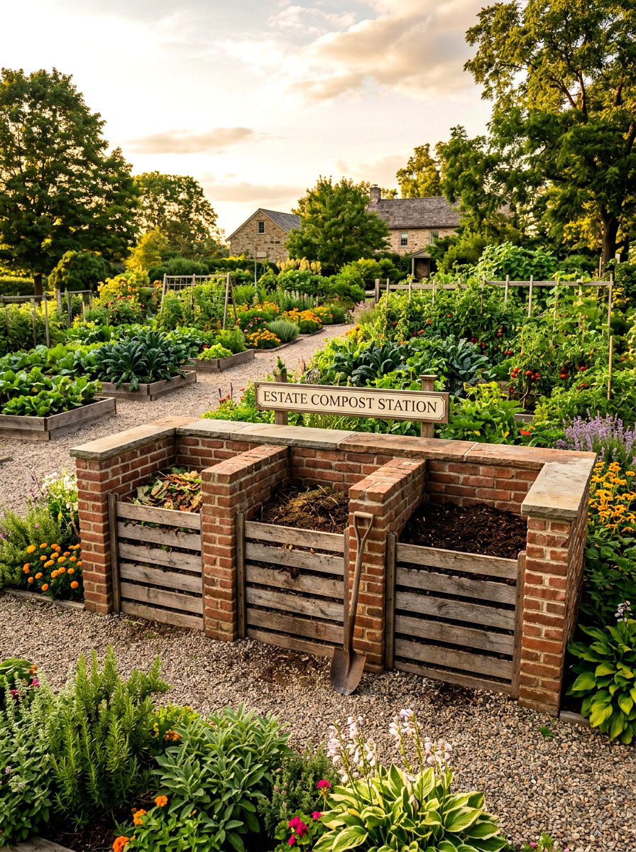 Brick And Mortar Compost Station - 30 compost bin ideas