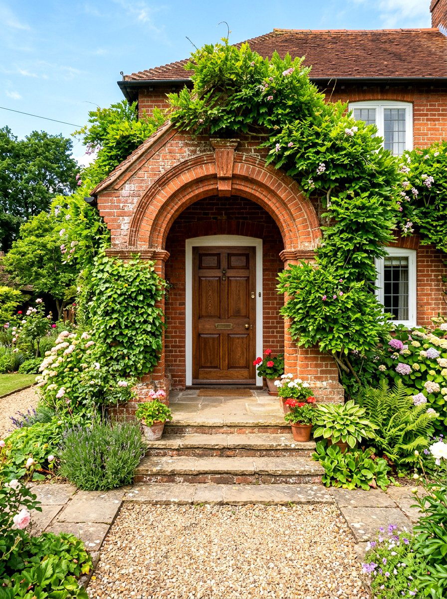 Brick Arch Porch - 30 English cottage front porch ideas