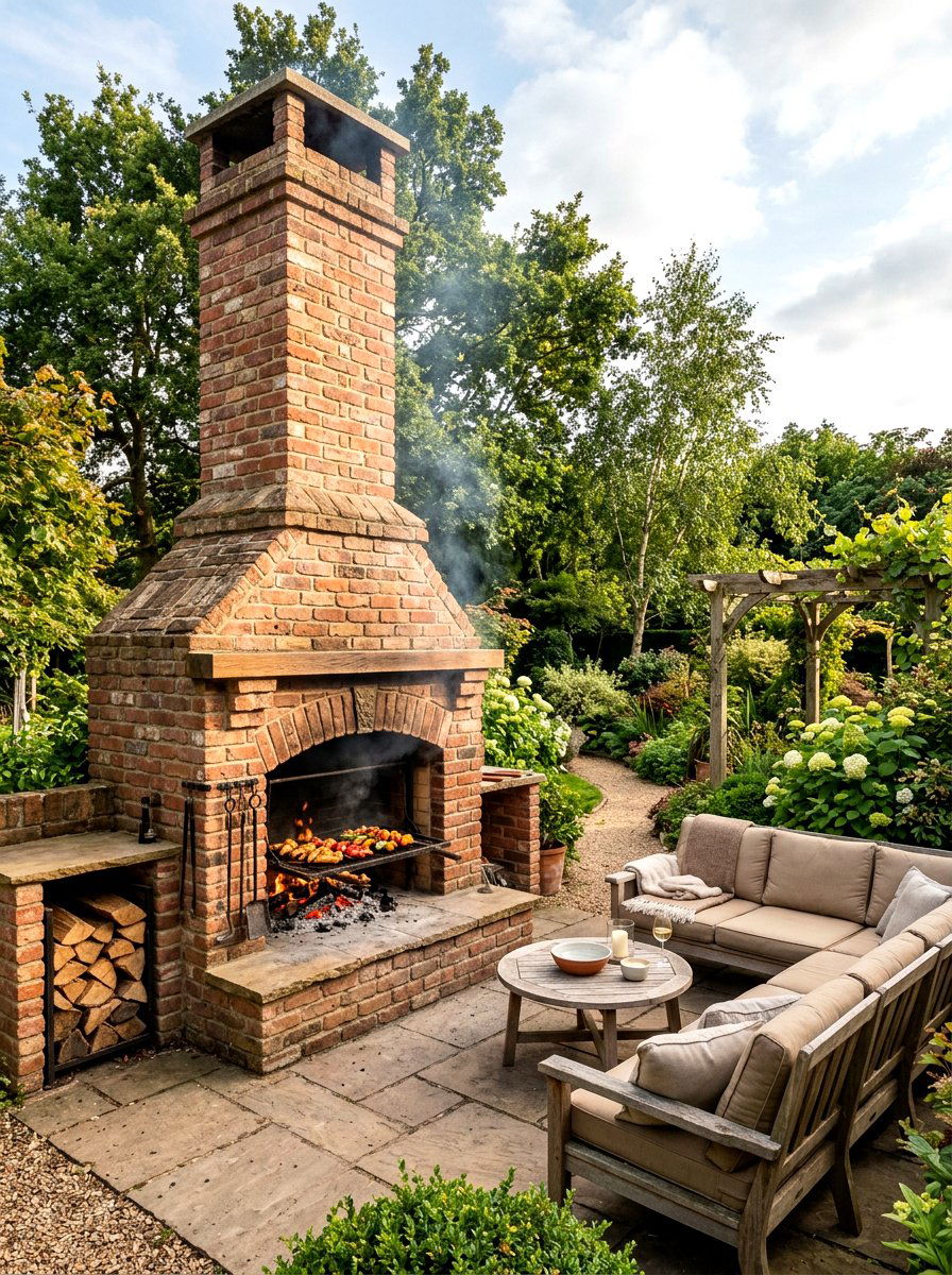 Brick BBQ Fireplace - 30 bbq area ideas