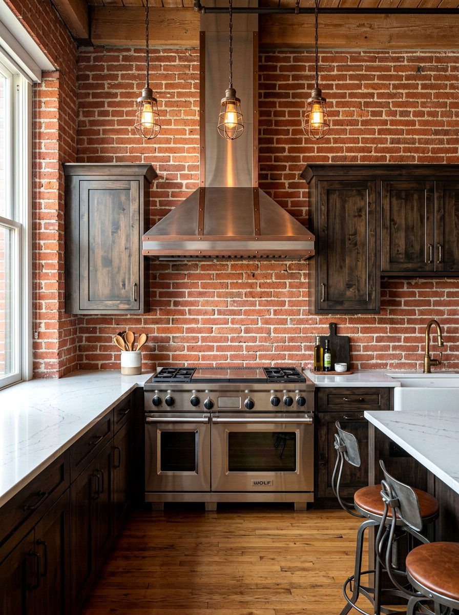 Brick Backsplash Kitchen - 30 rustic kitchen ideas