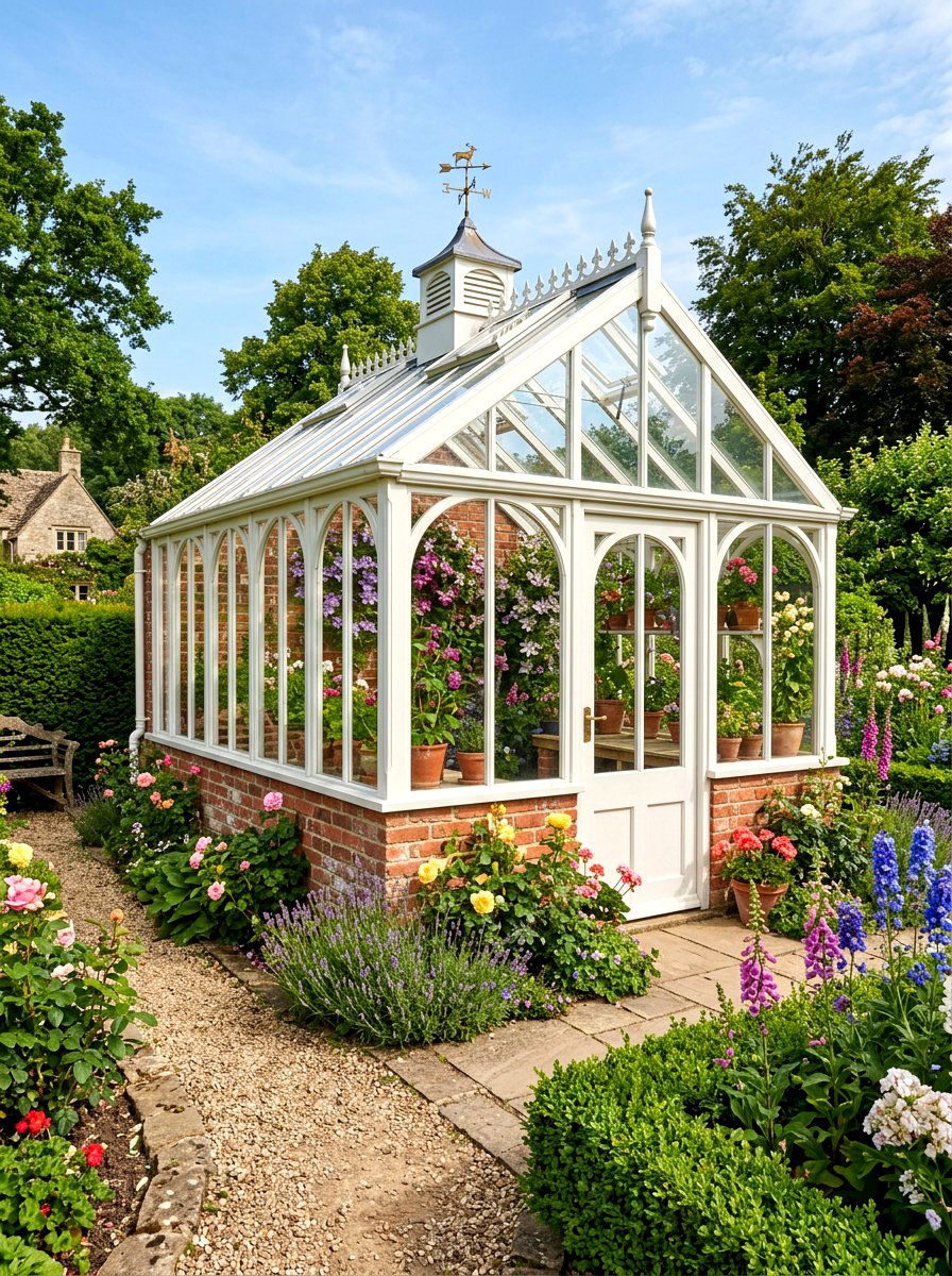 Brick Base Greenhouse - 30 freestanding greenhouse ideas