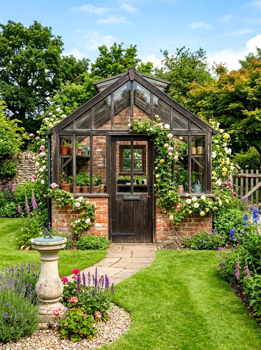 Brick Base Greenhouse Shed - 30 greenhouse shed combo ideas