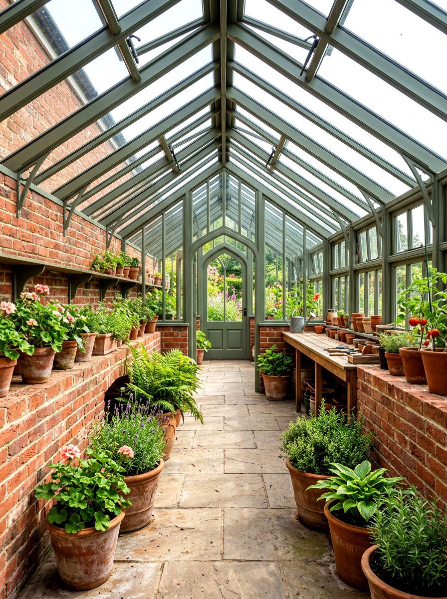 Brick Base Greenhouse - 30 attached greenhouse ideas