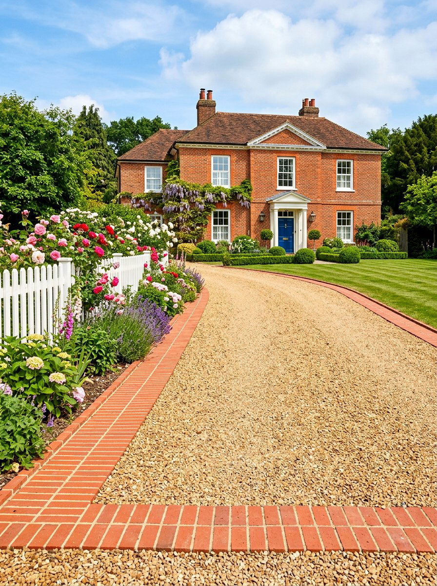 Brick Border Driveway - 30 gravel driveway ideas