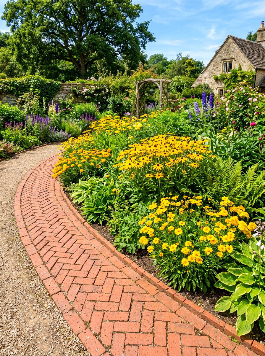 Brick Border Flower Bed - 30 backyard flower bed ideas