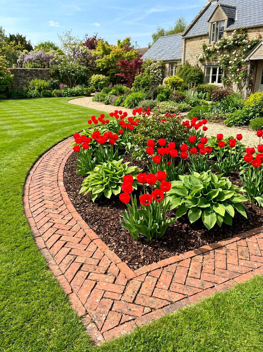 Brick Border Garden - 30 budget garden ideas