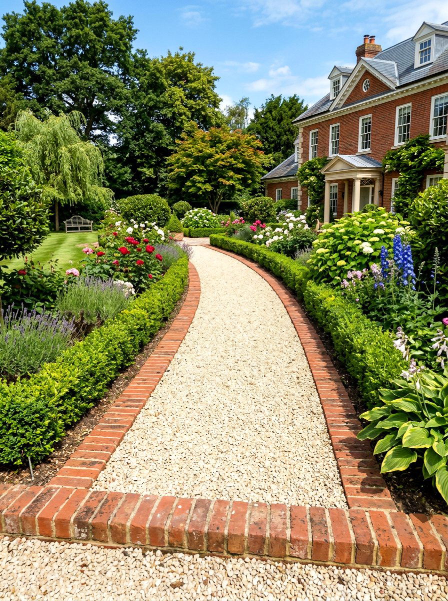 Brick Border Path - 30 gravel walkway ideas