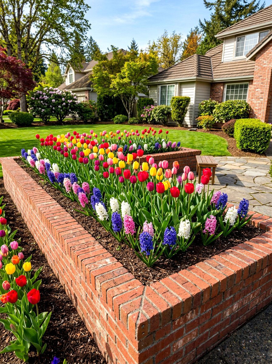 Brick Border Raised Flower Bed - 30 raised flower bed ideas