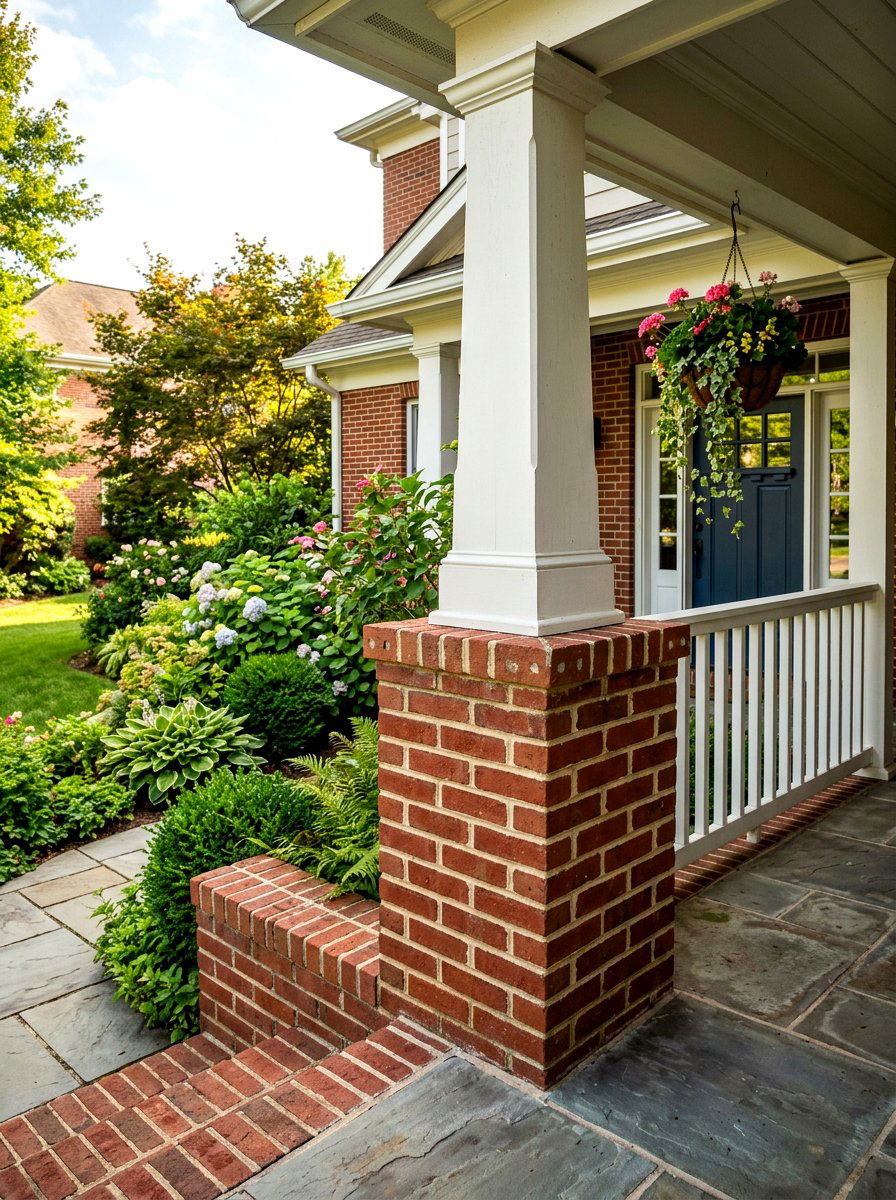 Brick Column Base - 30 porch columns decor ideas
