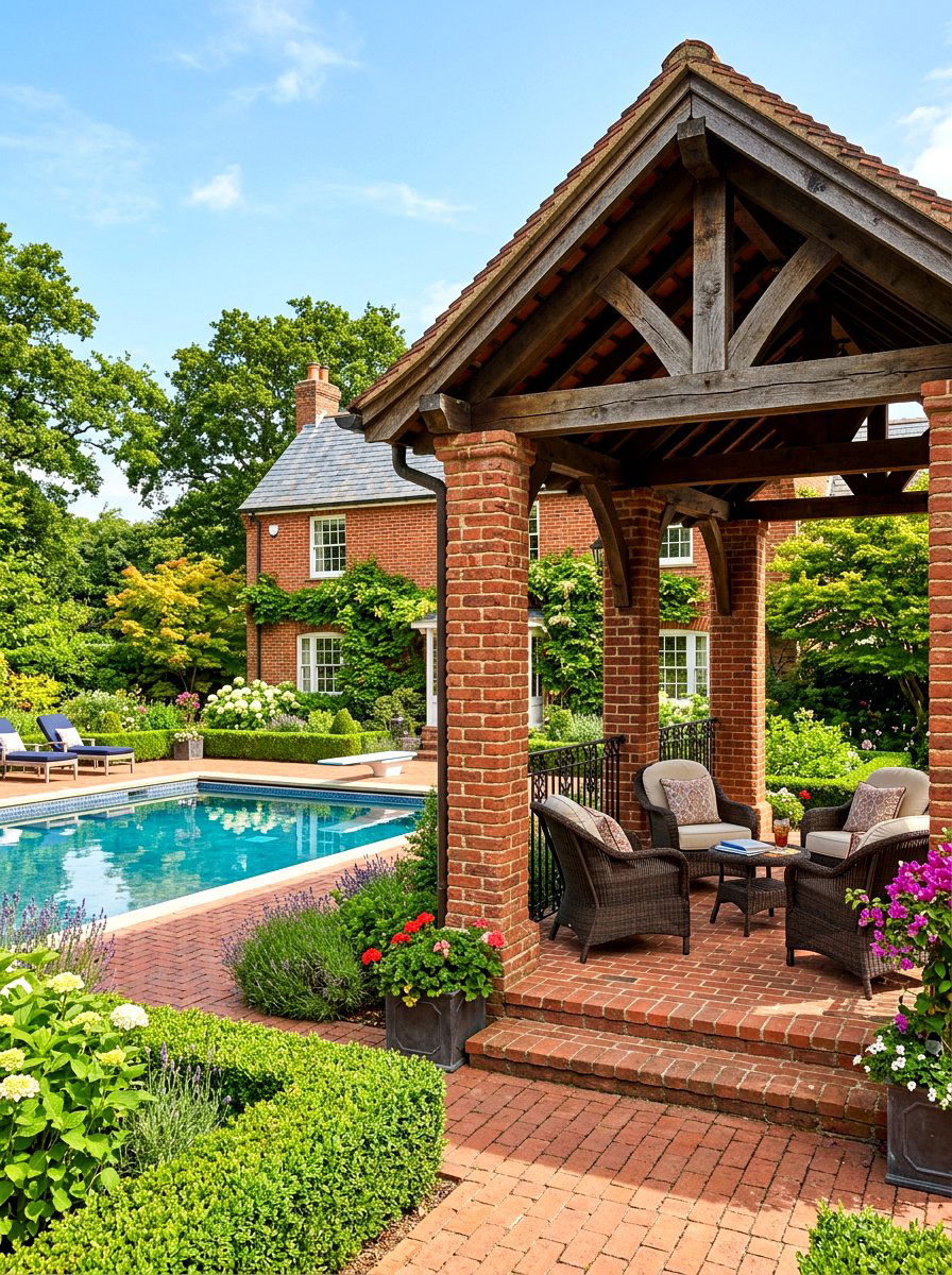 Brick Column Gazebo - 30 poolside gazebo ideas