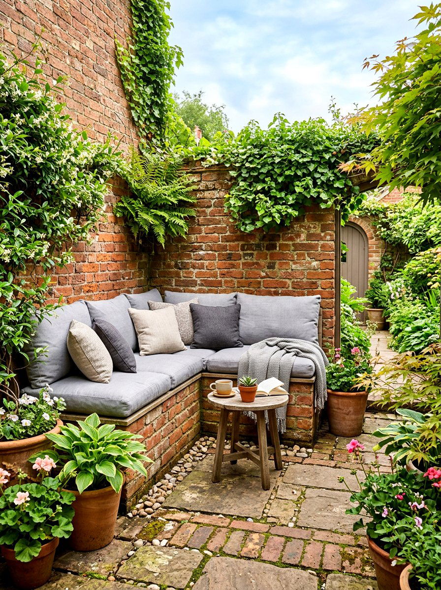 Brick Courtyard Corner Nook - 30 brick courtyard patio ideas