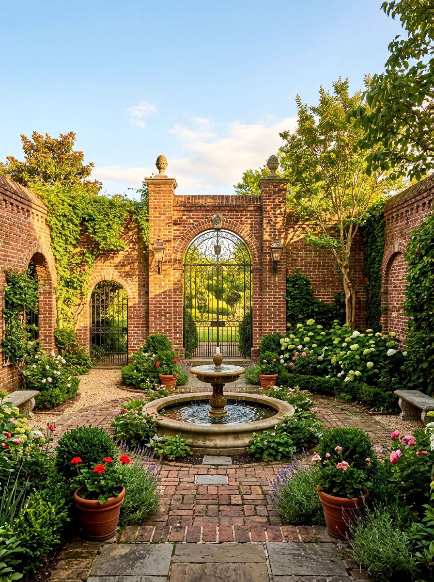 Brick Courtyard Enclosure Wall - 30 seat wall ideas