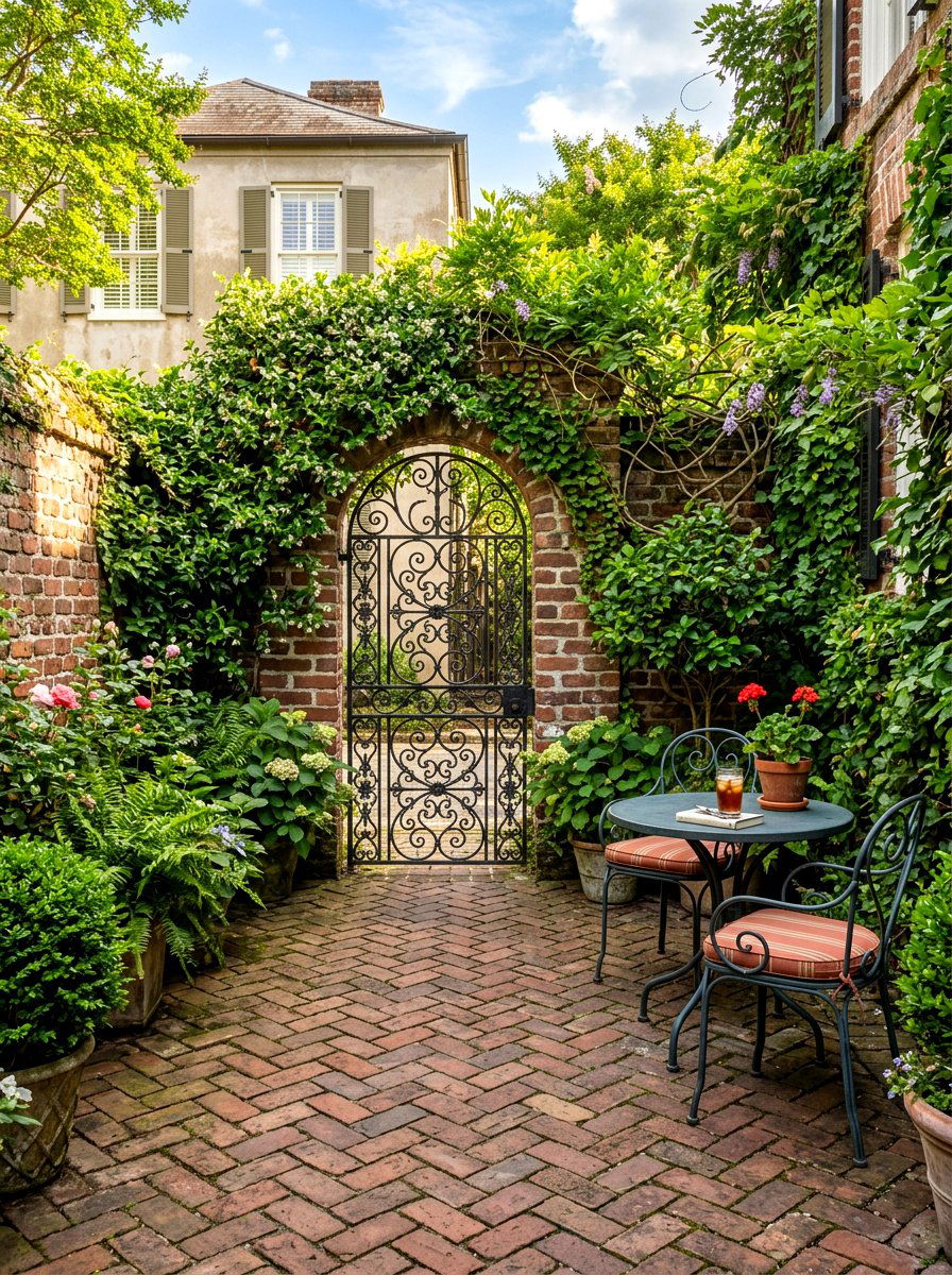 Brick Courtyard Nook - 30 intimate patio ideas