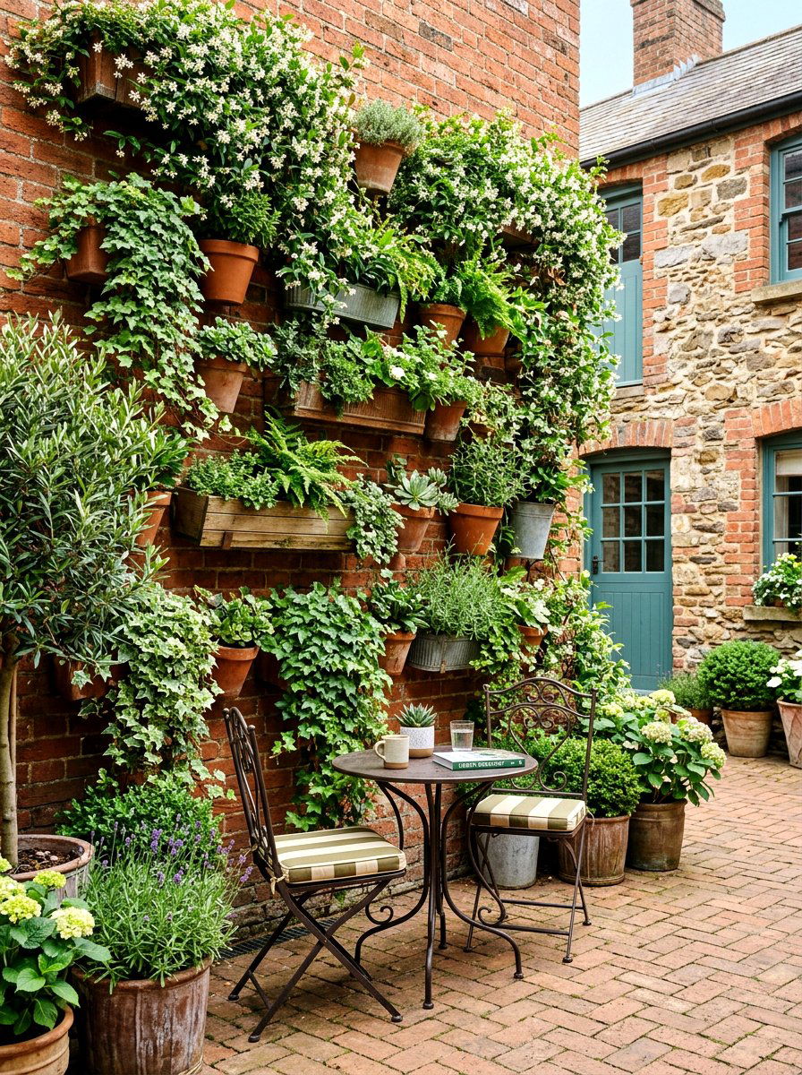 Brick Courtyard Vertical Garden - 30 brick courtyard patio ideas