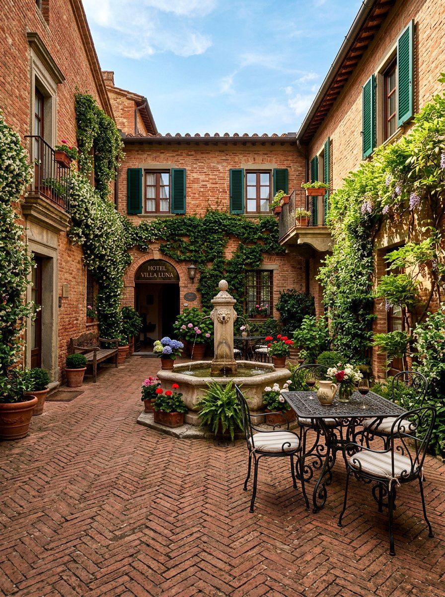 Brick Courtyard - 30 resort patio ideas